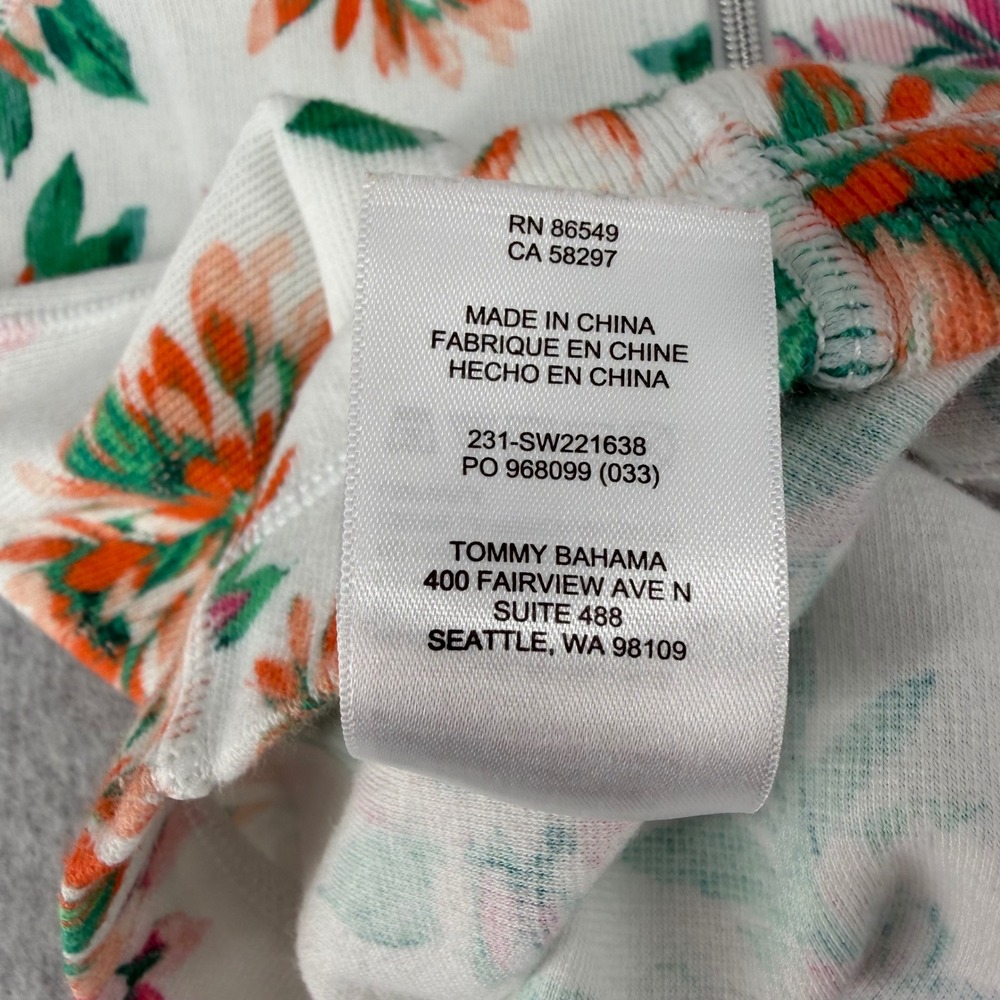 Tommy Bahama Floral Ribbed Full Zip Jacket White Orange Pink Green XXS SW221638 - Picture 8 of 12